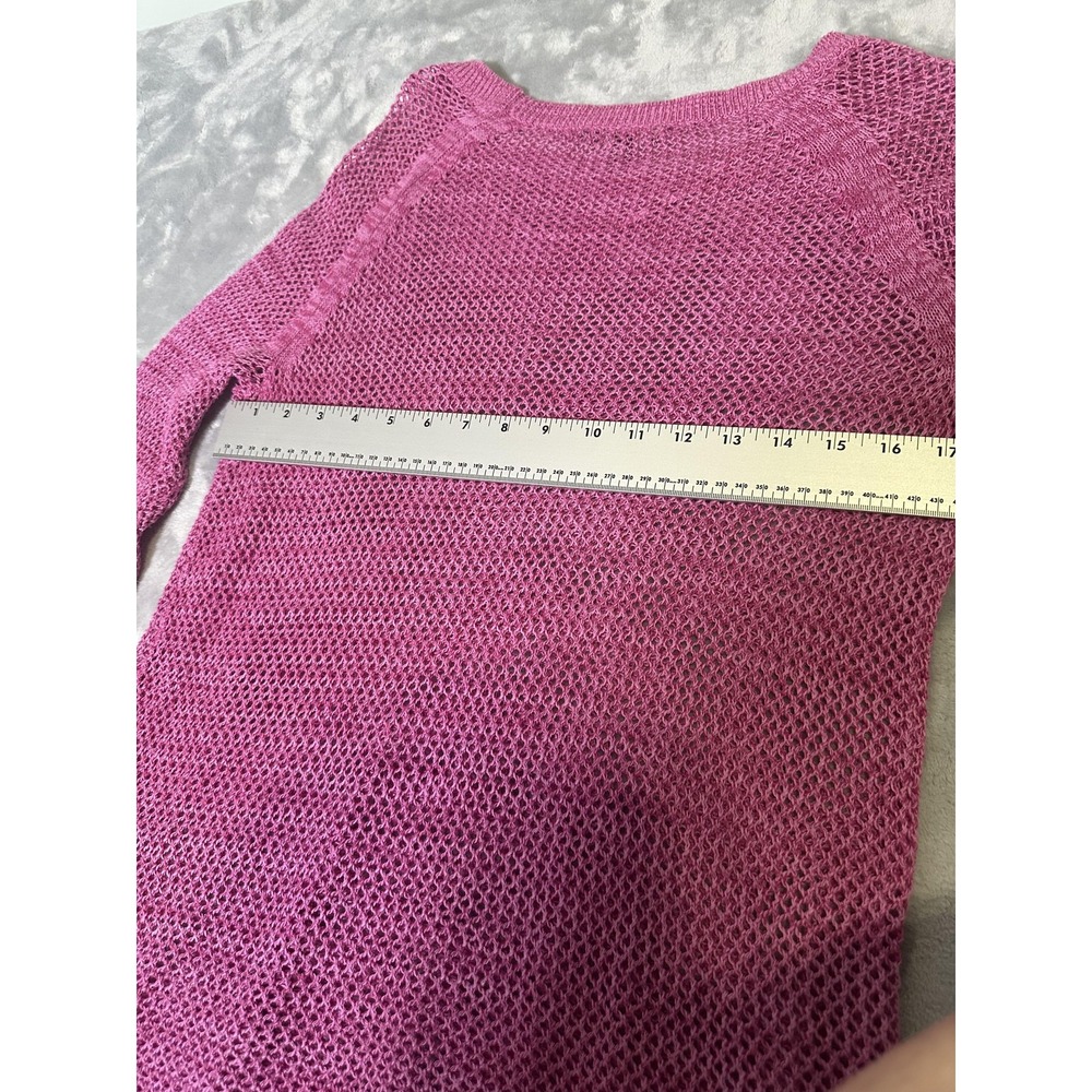 ANA Sweater Womens Large Pink Open Weave Pullover Mesh Knit Top - Picture 6 of 13